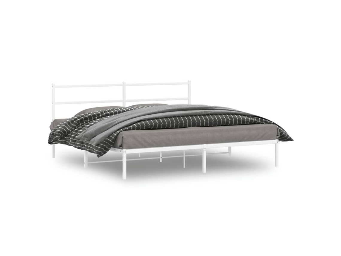 Estrutura De Cama Com Cabeceira 193x203 Cm Metal Branco