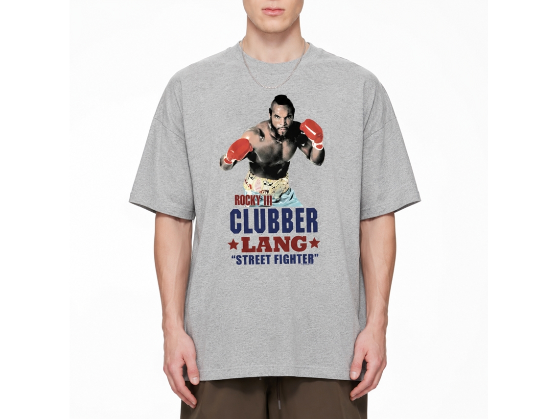Rockinstone Rocky Movie Street Fighter Heather Gray Adult T-shirt Size:l