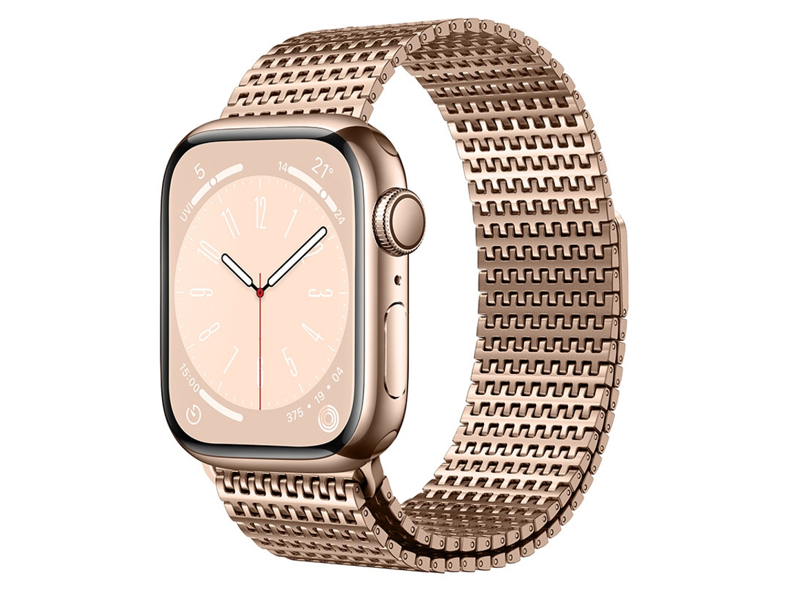 Pulseira de aço inoxidável com fecho magnético Domino para Apple Watch S10 S11 Ultra 9-ouro Rosa, 38 40 41 42mm