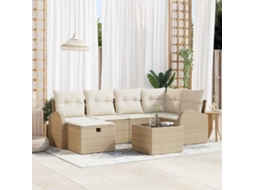 Vidaxl Conjunto De Sofás 7 Unid. Bege E Creme Vime Pe