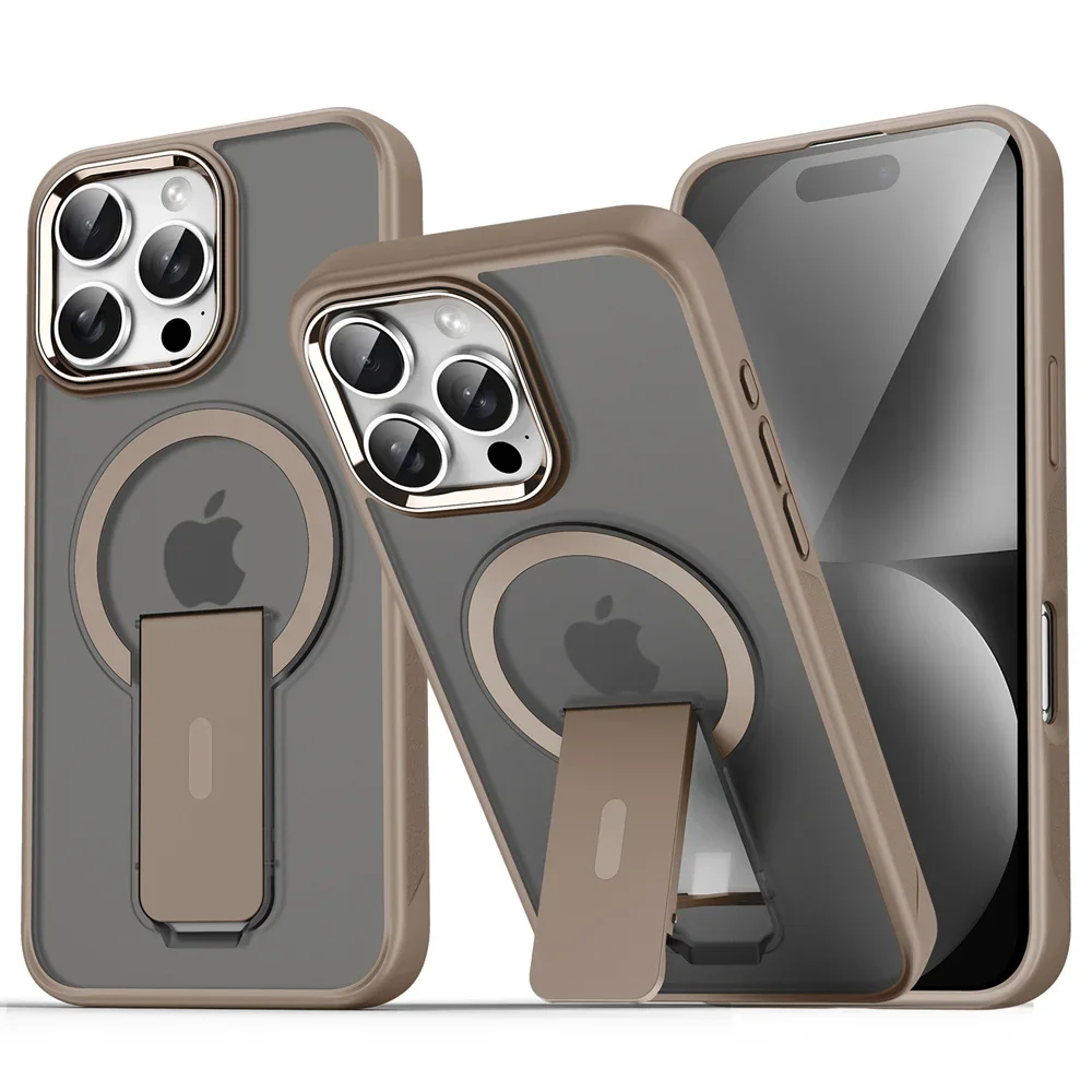 Capa Magnética Dobrável Magsafe Para Iphone (iphone 16 Pro Max, Dourada), Com Acabamento Fosco E Semitransparente.