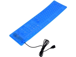 Teclado Usb De Silicone Enrolável Azul Com 109 Teclas