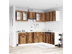 Vidaxl 11 Pcs Armário De Cozinha Conjunto Deriv. Madeira Lyon Madeira Velha