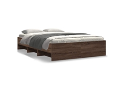 Bed Frame, Bed Frames Vidaxl Marrom Madeira Processada (140 X 190 Cm)