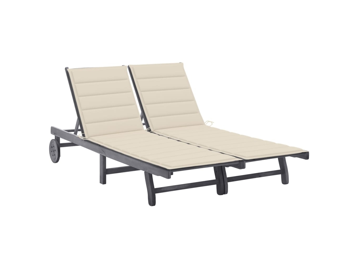 Espreguiã§adeira De Jardim C/ Almofadã£o 2 Pessoas Acãcia Cinza DKD HOME DECOR