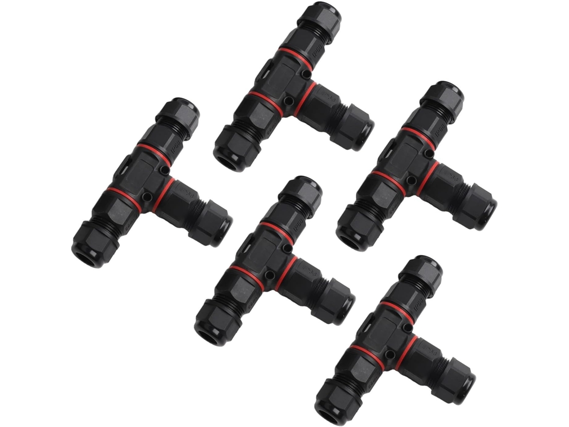 Pacote Com 5 Conectores De Cabo À Prova D'água Em Formato De T, Ip68, 3 M20.