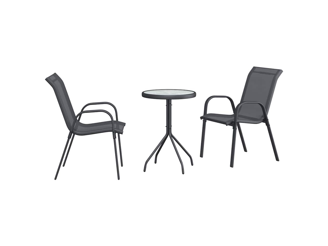 Conjunto Bistrô Jardim 3 Peças Cinzeto Aço MAISON EXCLUSIVE