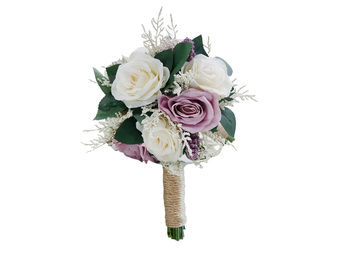 Laxiscreed Buquê De Rosas Para Casamento Com 20 Flores, Noiva, Decoração Champagne Lilás
