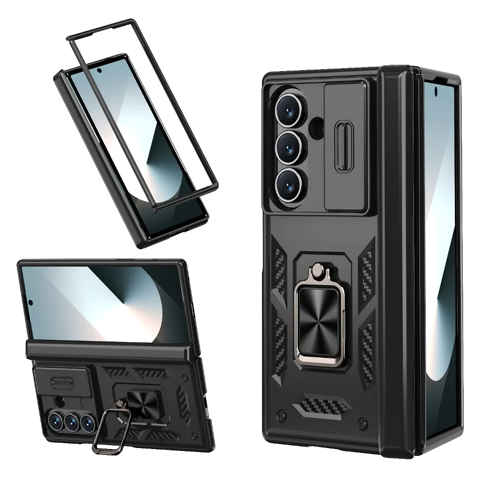 Capa Para Celular (preta, Galaxy Z Fold7) Com Suporte Giratório De 360° E Proteção Contra Impactos Com Dobradiça Dupla.