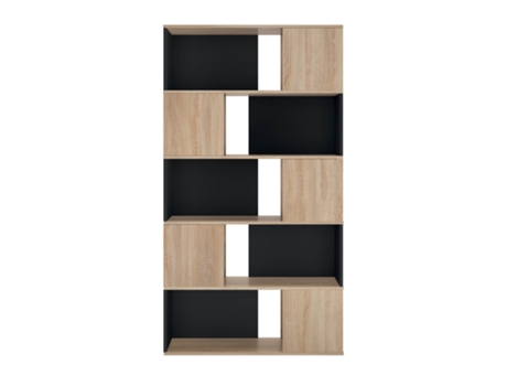 Estante TEMAHOME (Painéis de Partículas - Preto e Carvalho - 97.8 x 33 x 180 cm)