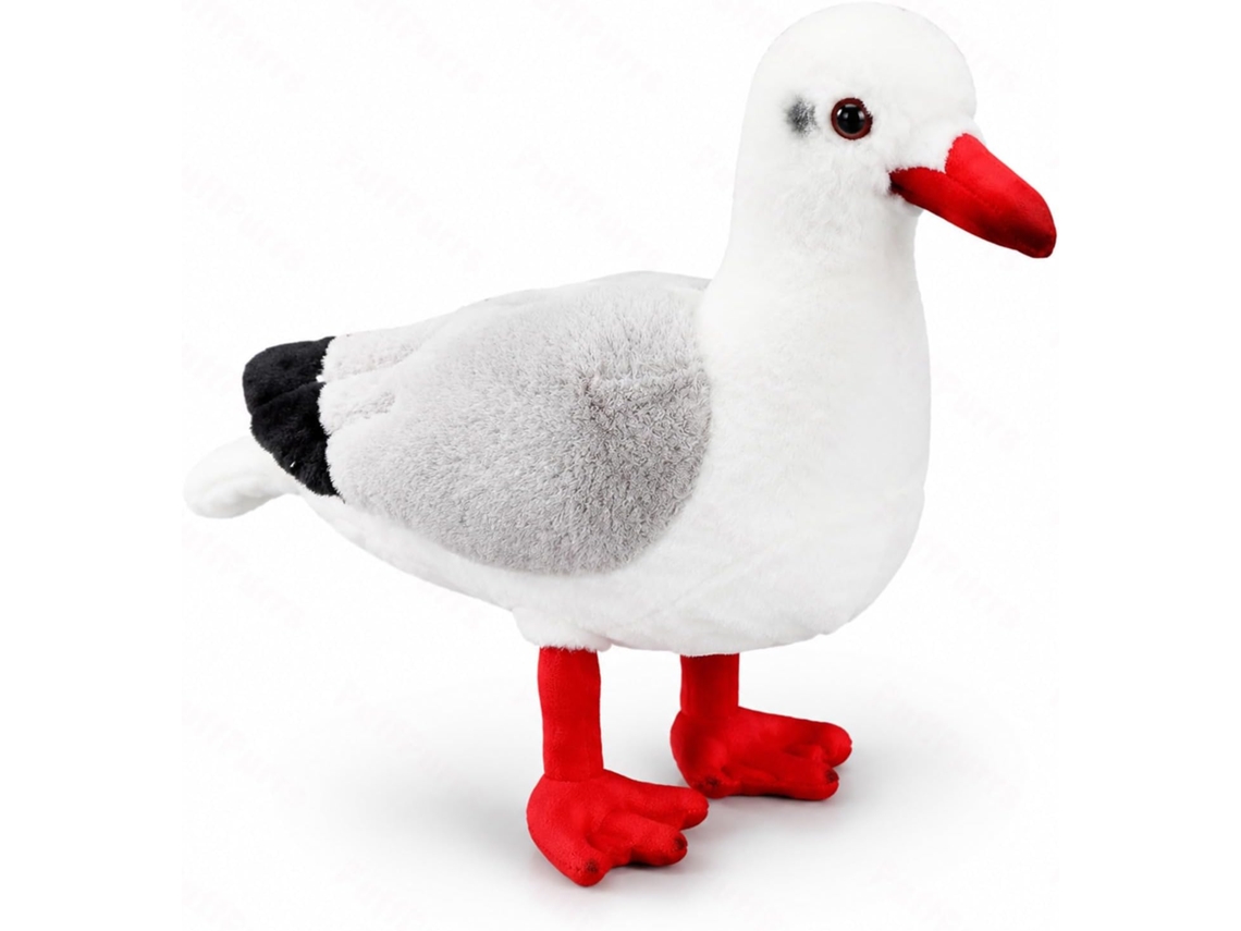 Gaivota De Bico Vermelho Pelúcia Realista, Pássaro Macio E