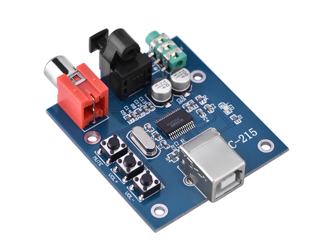 Placa Decodificadora Dac Usb Pcm2704 Para S/pdif Com Saída Analógica 3.5mm Para Pc
