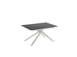Mesa Extensível Pulse 25 Com Tampo Em Melamina Cinza Cimento Fosco E Estrutura Em Metal Branco - 140-190x90 Cm