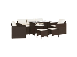Garden Sofa Set, Garden Sofa Sets Vidaxl Marrom Rattan / Vime (n/a)
