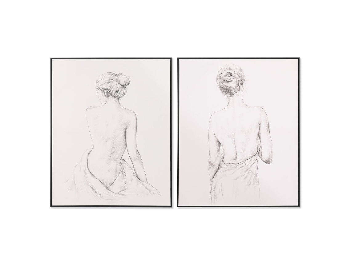 Pintura Home Esprit Mulher Moderno 82,3 X 4,5 X 102,3 Cm (2 Unidades)
