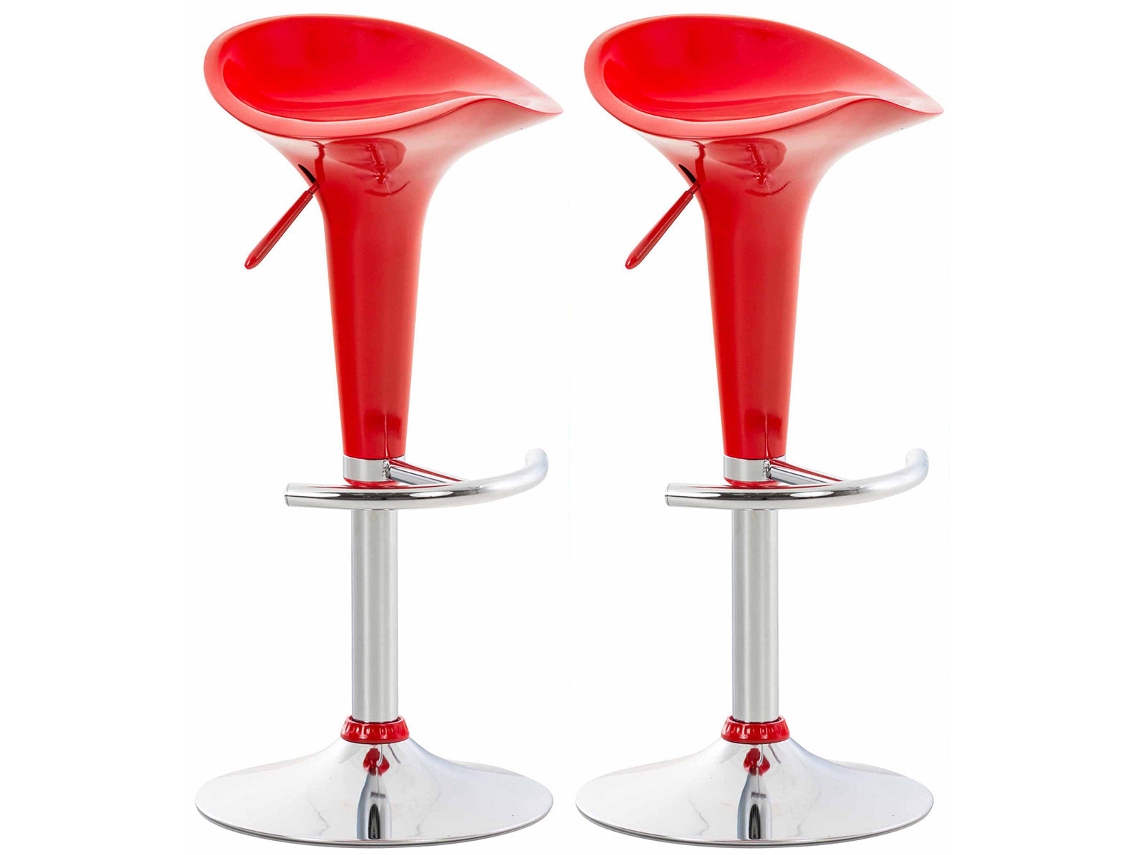 Conjunto de 2 banquetas de bar giratórias e com altura ajustável, na cor vermelha (TDB10030)