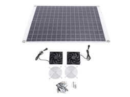 Conjunto de Exaustor Solar 20W 18V com 2 Ventiladores de Circulação de Ar