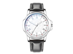 Relógio de Quartzo Masculino de Moda Simples Pulseira de Couro para Negócios (preto Branco)
