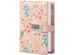 Diario con candado, estampado de flores y mariposas, candado recargable de piel sintética para mujeres y niñas, tamaño B6, Secreto-aquaforge