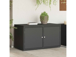 Vidaxl Armário De Arrumação Para Jardim 110x55x60,5 Cm Vime Pe Preto
