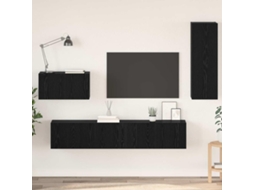 Vidaxl Gabinete De Tv De Parede Montado Na Parede 4 Pcs Carvalho Preto