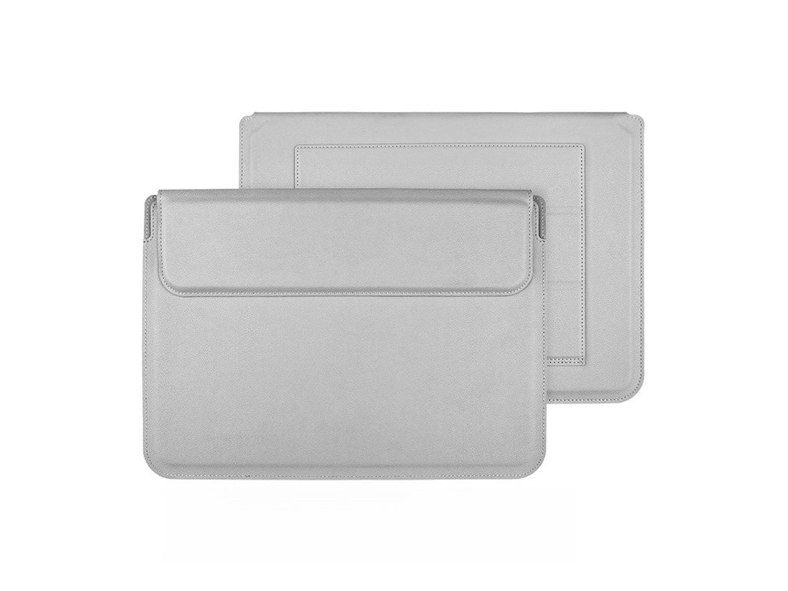Capa para Portátil HEXINYIGJLY 15 16" com Suporte,pu Couro, para Macbook Pro/air/dell/hp/lenovo Cinza Claro
