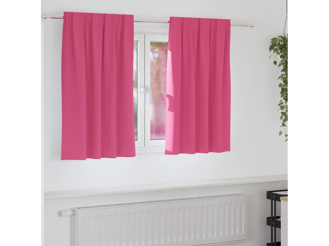 Vidaxl Cortinas Blackout Com Argolas 2 Unid. Rosa Brilhante Poliéster