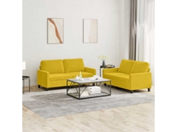 Vidaxl 2 Pcs Conjunto De Sofás Com Almofadões Veludo Amarelo