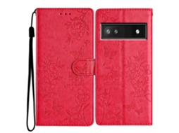 Capa De Couro Com Estampa Floral E Borboleta Para Google Pixel 7a