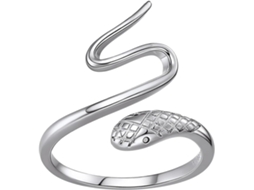 Anel Feminino Prateado Em Formato De Cobra Espiralada, Ajustável, Com Design Criativo E Acabamento Polido Fino.