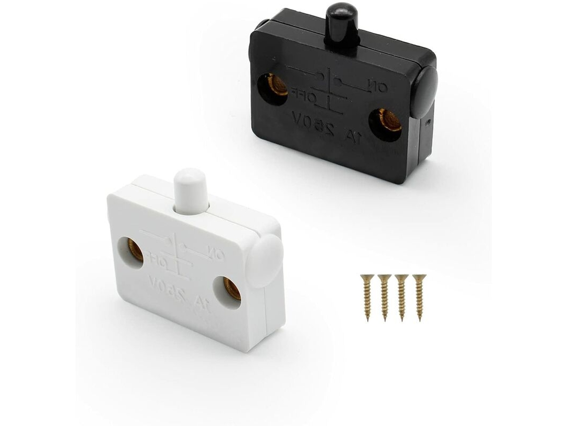 Interruptor de Armário Embutido AQUAFORGE de 2 peças, com tampas de proteção e parafusos, preto e branco