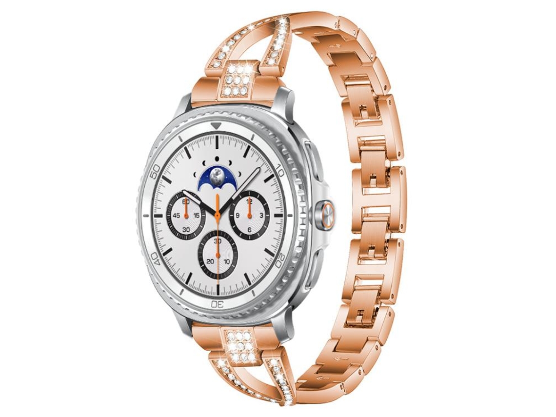 Bracelete para Samsung Galaxy Watch 8 / 8 Classic Metal com Diamante Ouro Rosa XIAOMOYU