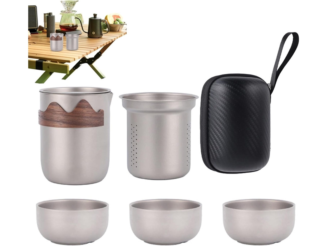 Conjunto De Chá De Titânio Para Camping, Kit Com Bule.
