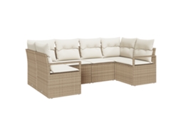 Conjunto 6 Móveis De Jardim Vidaxl Bege Vime Pe (234 X 122 X 85 Cm)