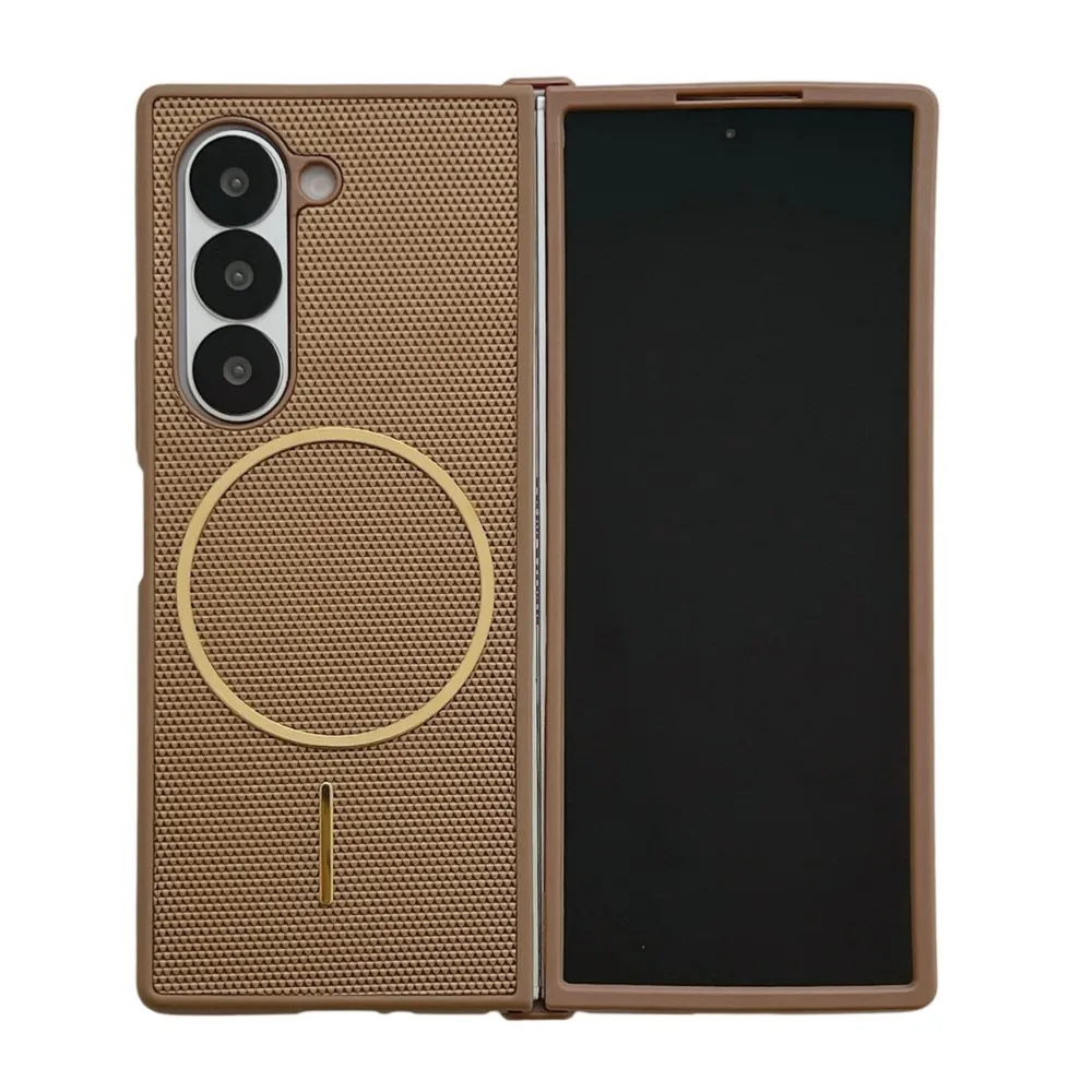 (marrom, Galaxy Z Fold5) Capa De Celular Fina E Luxuosa Em Pu Fosco De Cor Sólida, Compatível Com Carregamento Sem Fio Magnético.