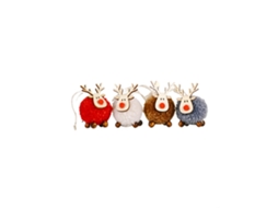 Pendentes Alce Felpudo Mini Decorar Árvores Natal 4 Peças