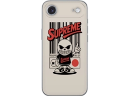 Capa Para Celular Compatível Com Apple Iphone Air. Personagem De Desenho Animado Com Um Grande Sorriso Em Frente A Um Código De Barras E Tipografia Ve