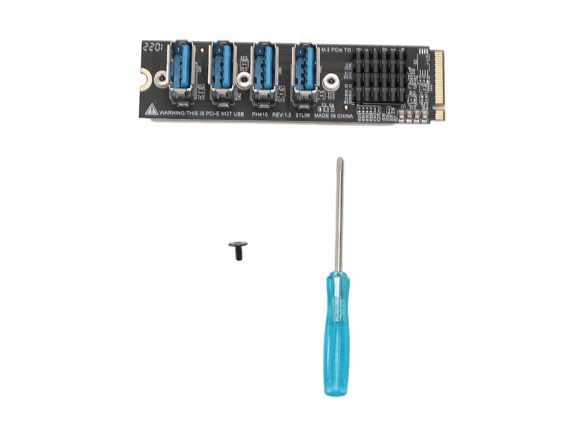 Placa De Expansão M.2 Mkey Pcie Para 4 Portas Pcie X1 Controlador Asm1184e