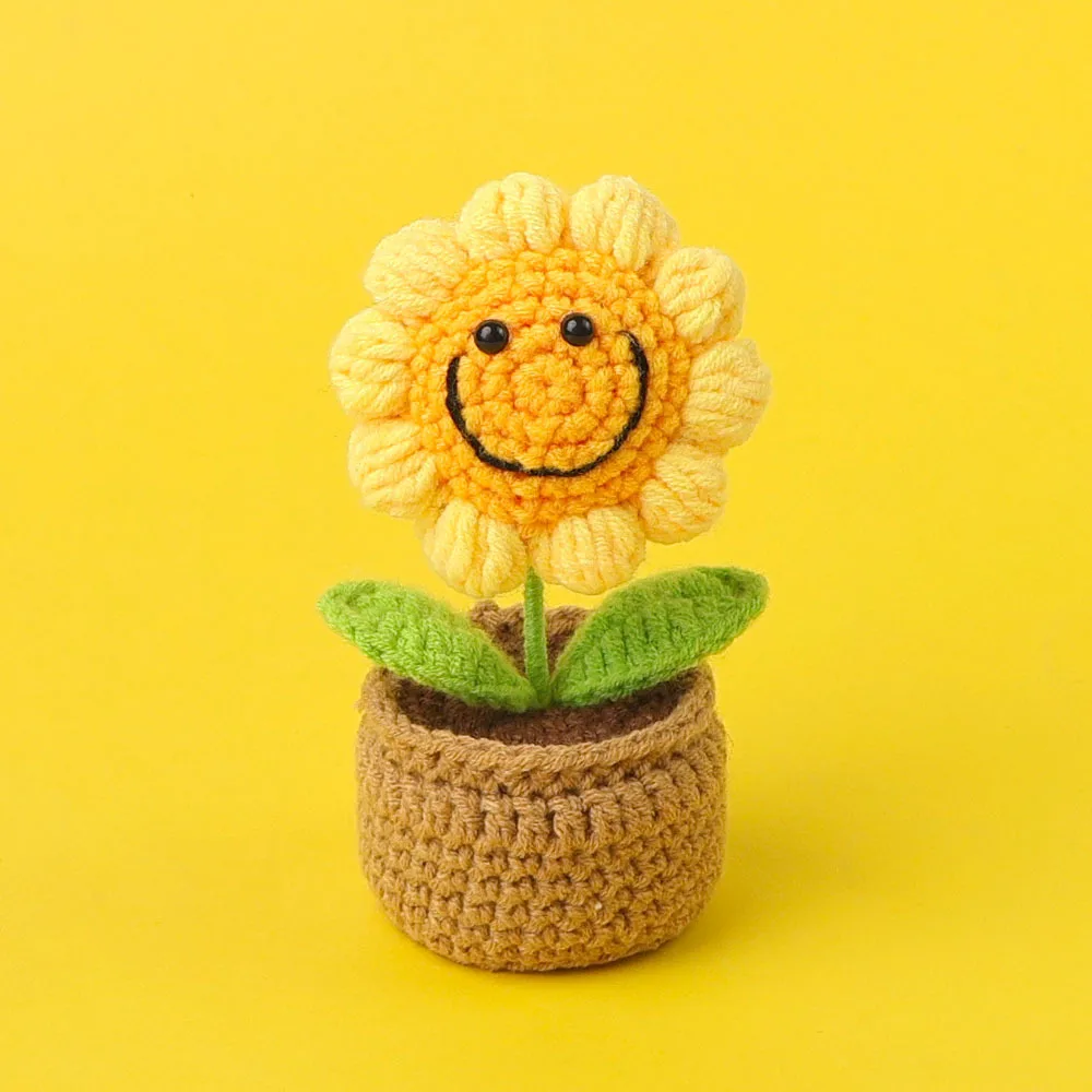 (1 Peça) Vaso De Crochê Fofo, Decoração De Casa Para Plantas Feita À Mão Em Crochê