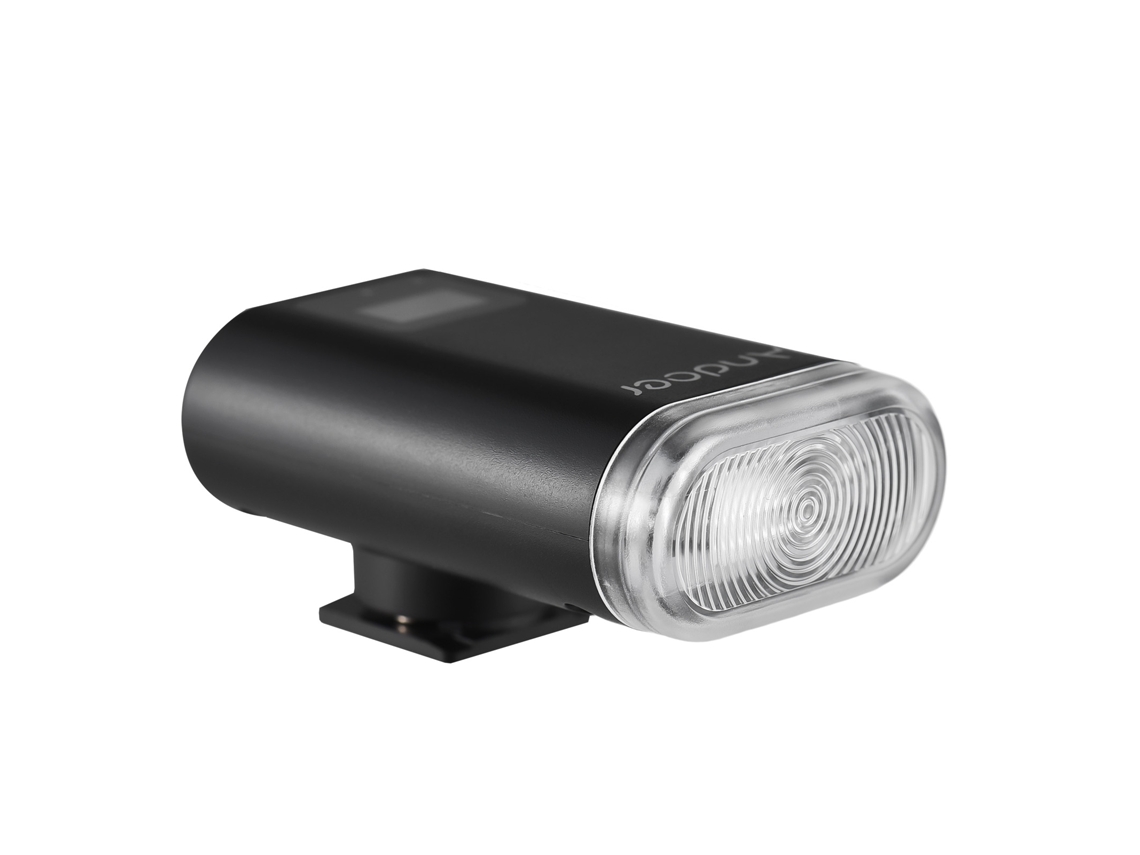 Mini flash universal para câmeras Speedlite, compatível com Canon, Nikon e Ricoh.