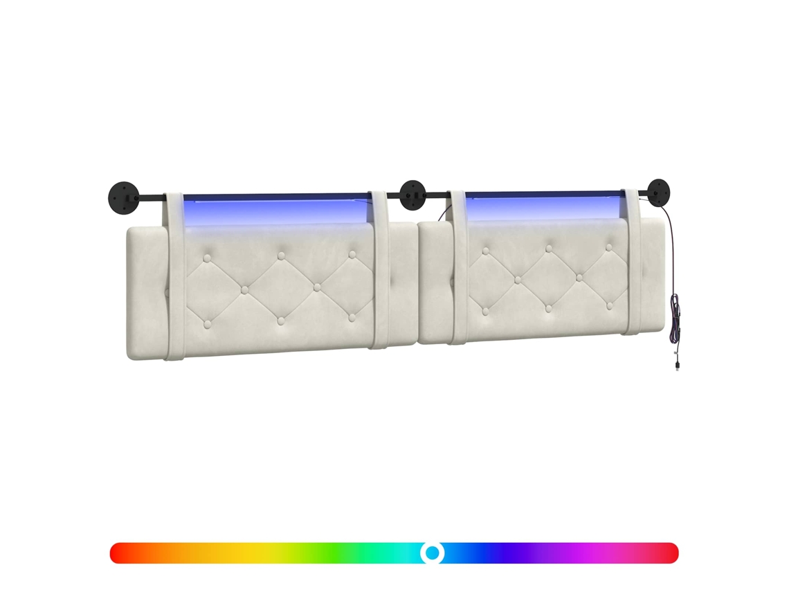 Conjunto 1 Cabeceira Suspensa Vidaxl Creme Veludo (210 X 55 X 5 Cm)