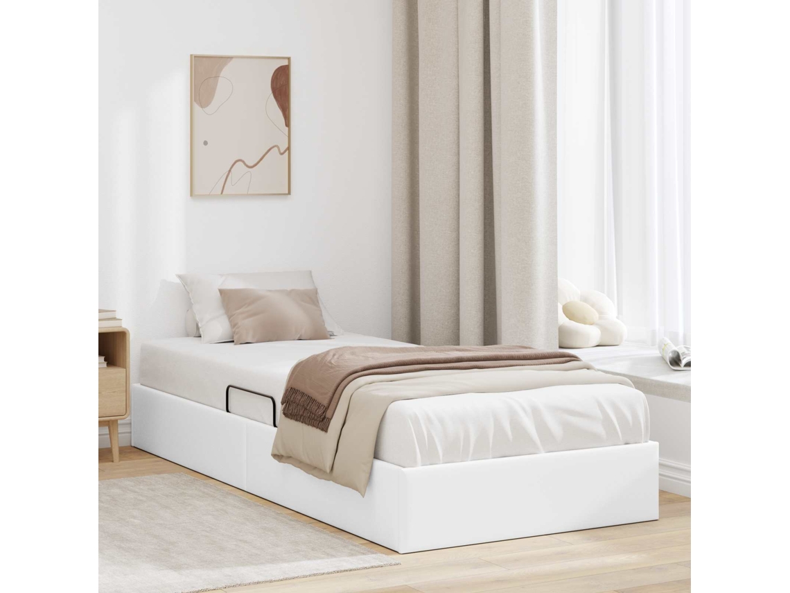 Vidaxl Estrutura De Cama Ottoman Branco Puro 100 X 200 Cm