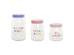 Conjunto De 3 Potes Home Esprit Cor De Rosa Lilás Moderno 1 L 1,5 L 3 Peças