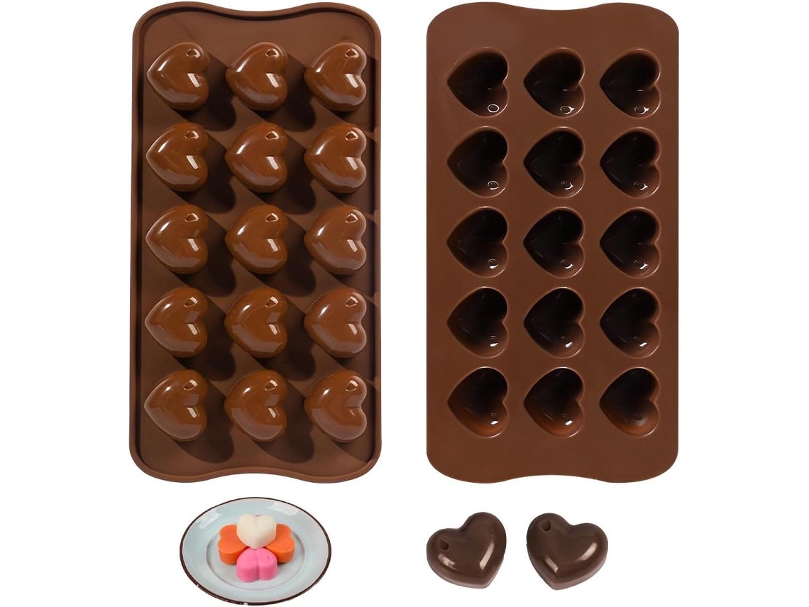 Forma De Silicone Para Bombons Em Formato De Coração Com 15 Cavidades, Revestimento Antiaderente, De Borracha De Chocolate, Cubos De Gelo