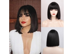 Peruca Bob Curta com Franja para Mulheres Perucas Sintéticas Preto Rosa Roxo Peruca Vermelha Peruca Cosplay TAISHENGDA