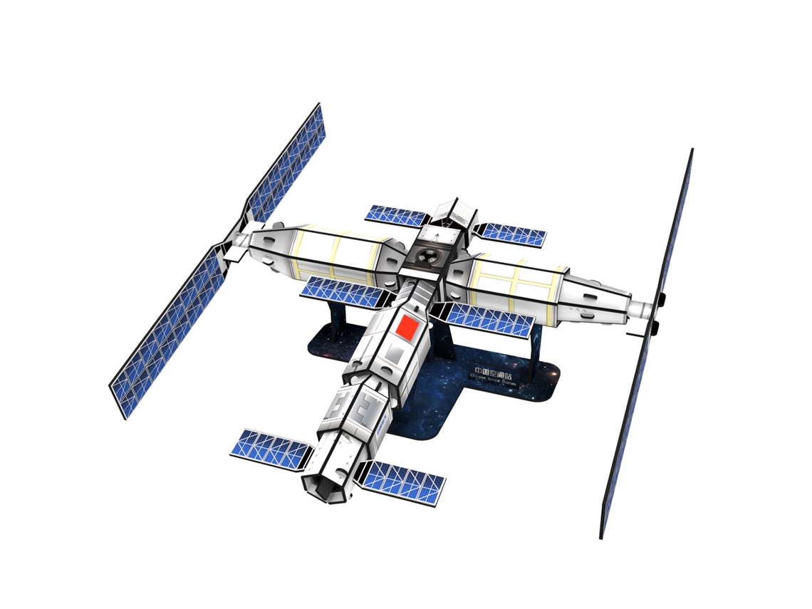 Quebra-cabeça 3d Da Estação Espacial, 54 Peças, 21,2 X 23,3 X 92,5 Cm, Material: Cartão.