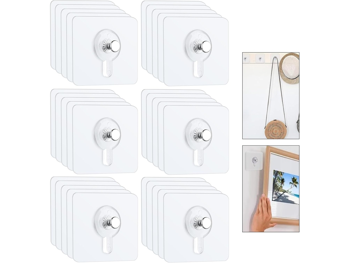 Pacote Com 30 Suportes De Parede Transparentes Para Pendurar Quadros E Fotos, Sem Necessidade Furar A Parede. Ganchos Autoadesivo -aquaforge