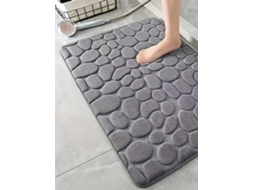 Tapete De Banheiro Com Estampa De Pedra (cinza Escuro) (1 Peça), De Rápida Absorção, Antiderrapante E Lavável.