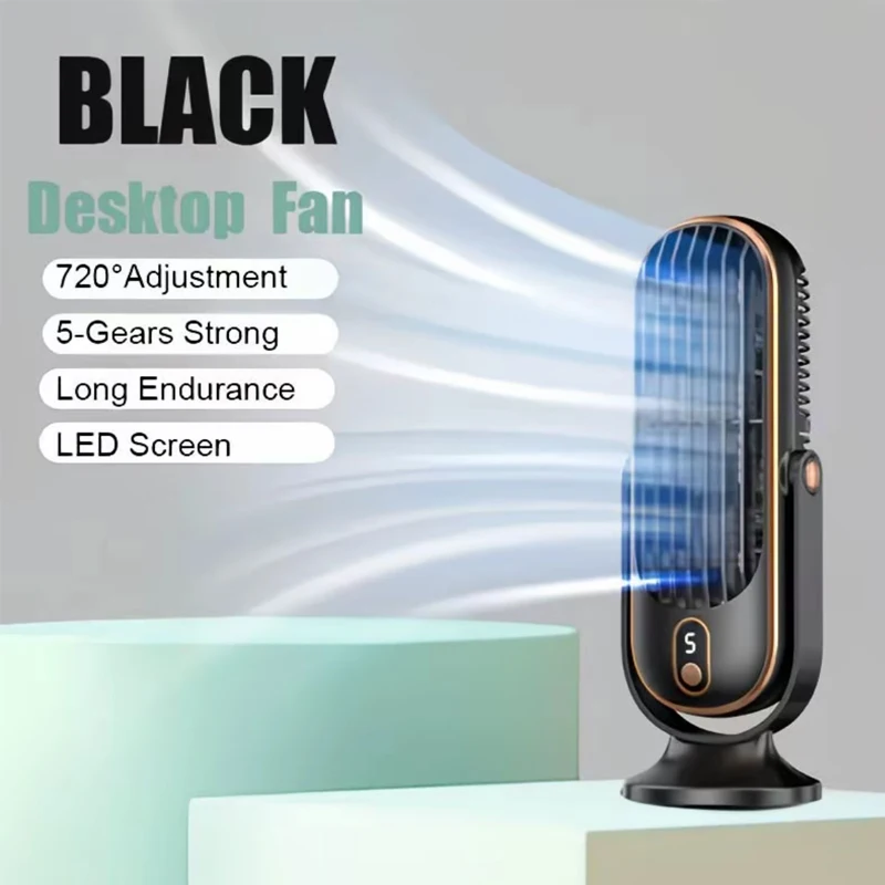 Ventilador de Mesa MDUG Portátil e Elegante, Bateria Alta Capacidade, Motor Duplo