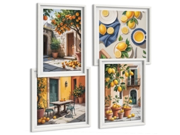 Composição De Quadros Frutas Cítricas No Jardim Moldura Branca Imagens Para Um Quarto Infantil Espelharte (conjunto De 4 Imagens)